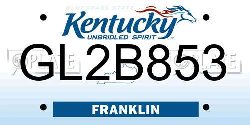 GL2B853 Kentucky License Plate