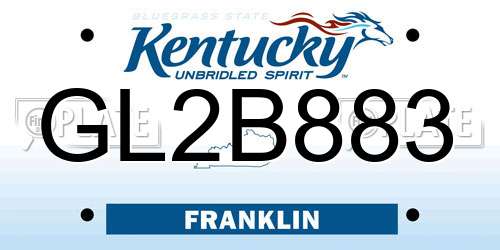 GL2B883 Kentucky License Plate
