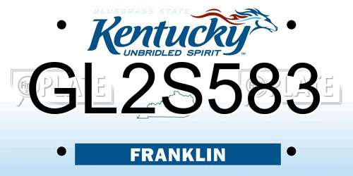GL2S583 Kentucky License Plate