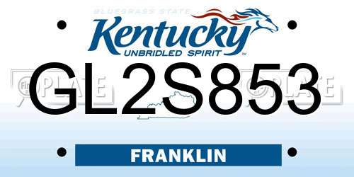 GL2S853 Kentucky License Plate