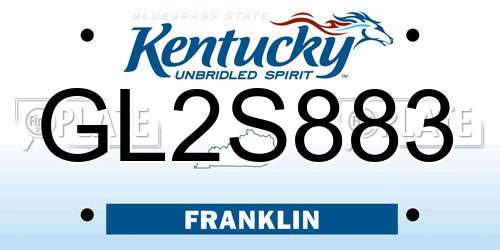 GL2S883 Kentucky License Plate