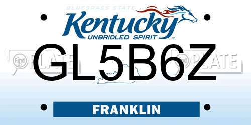 GL5B6Z Kentucky License Plate