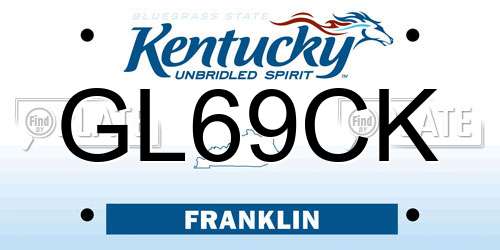 GL69CK Kentucky License Plate