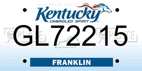 GL72215 Kentucky License Plate