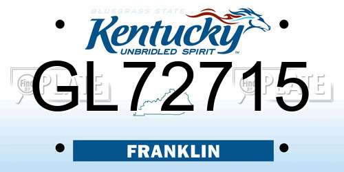 GL72715 Kentucky License Plate