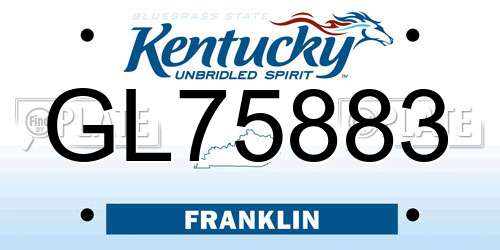 GL75883 Kentucky License Plate
