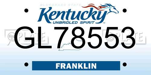 GL78553 Kentucky License Plate