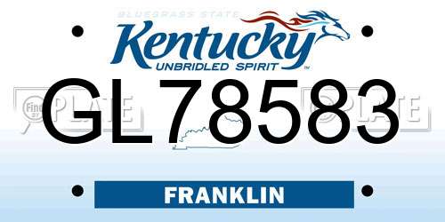 GL78583 Kentucky License Plate