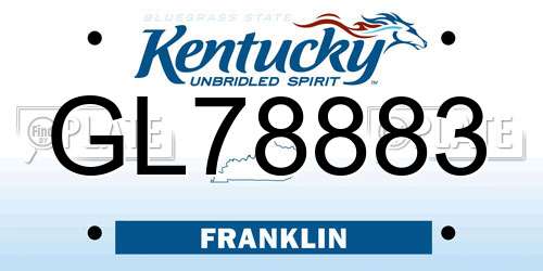GL78883 Kentucky License Plate