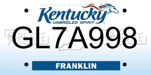 GL7A998 Kentucky License Plate