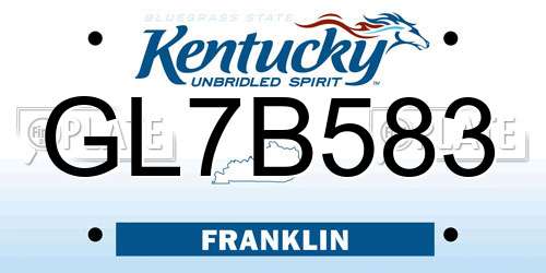 GL7B583 Kentucky License Plate