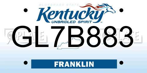 GL7B883 Kentucky License Plate