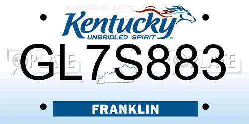 GL7S883 Kentucky License Plate