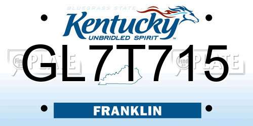 GL7T715 Kentucky License Plate