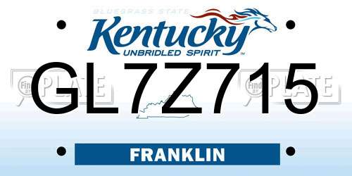 GL7Z715 Kentucky License Plate