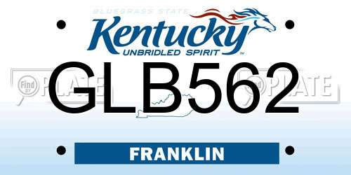 GLB562 Kentucky License Plate