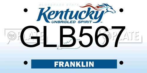 GLB567 Kentucky License Plate