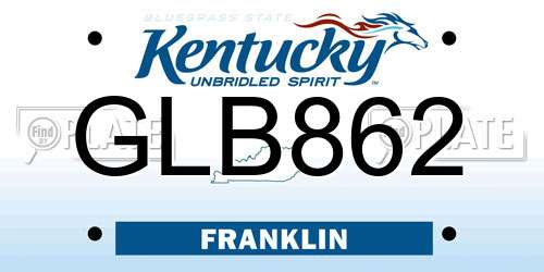 GLB862 Kentucky License Plate