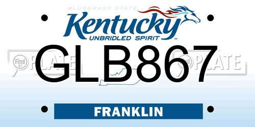 GLB867 Kentucky License Plate