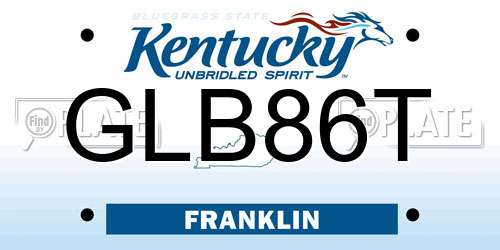GLB86T Kentucky License Plate