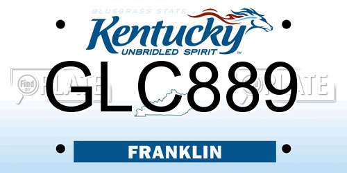 GLC889 Kentucky License Plate