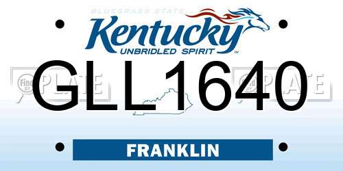 GLL1640 Kentucky License Plate