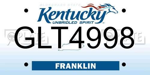GLT4998 Kentucky License Plate