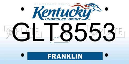 GLT8553 Kentucky License Plate