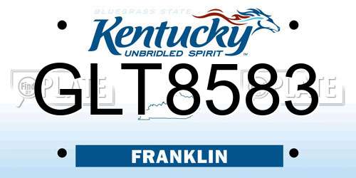 GLT8583 Kentucky License Plate