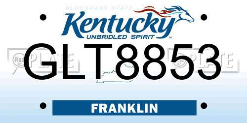 GLT8853 Kentucky License Plate