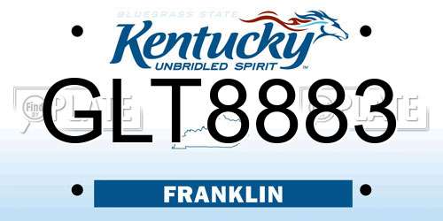 GLT8883 Kentucky License Plate