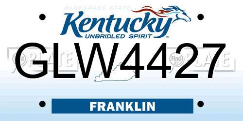 GLW4427 Kentucky License Plate