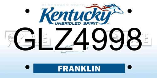 GLZ4998 Kentucky License Plate