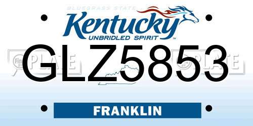 GLZ5853 Kentucky License Plate