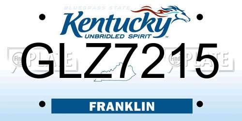 GLZ7215 Kentucky License Plate