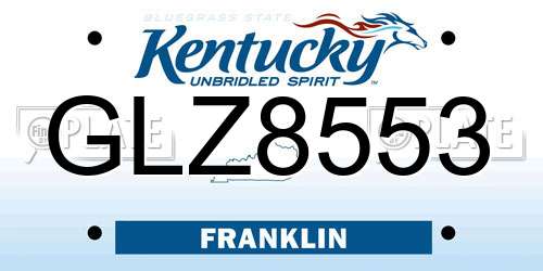 GLZ8553 Kentucky License Plate