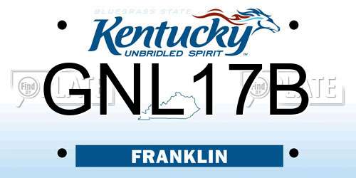 GNL17B Kentucky License Plate