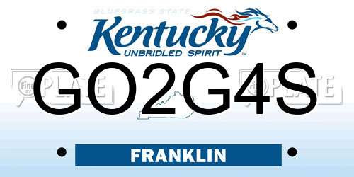 GO2G4S Kentucky License Plate