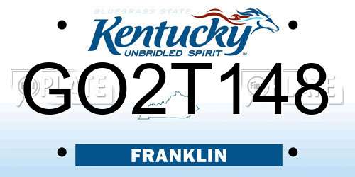 GO2T148 Kentucky License Plate