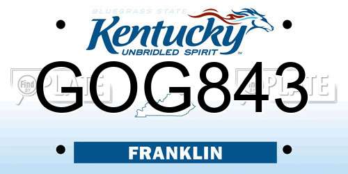 GOG843 Kentucky License Plate