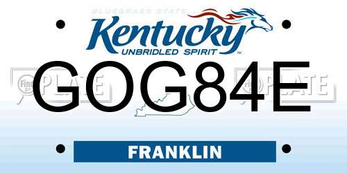 GOG84E Kentucky License Plate
