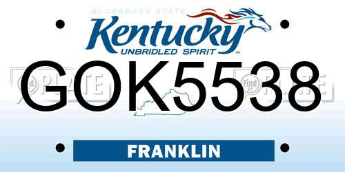 GOK5538 Kentucky License Plate