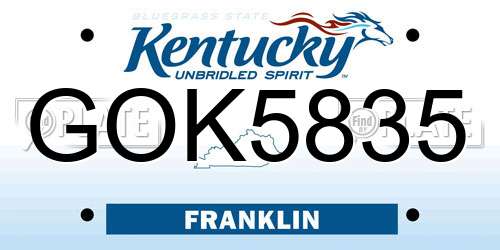 GOK5835 Kentucky License Plate