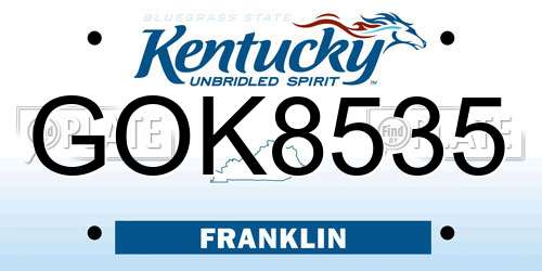 GOK8535 Kentucky License Plate