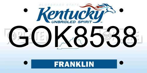 GOK8538 Kentucky License Plate
