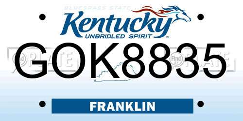 GOK8835 Kentucky License Plate