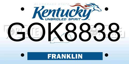 GOK8838 Kentucky License Plate