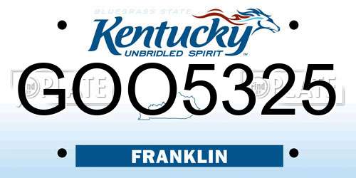 GOO5325 Kentucky License Plate