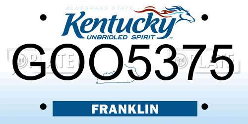 GOO5375 Kentucky License Plate