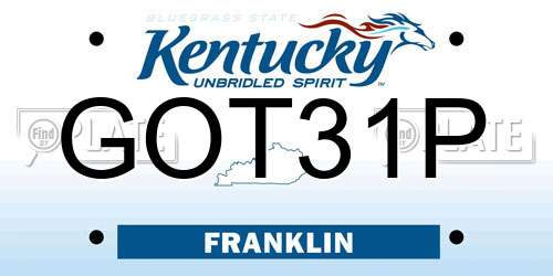 GOT31P Kentucky License Plate